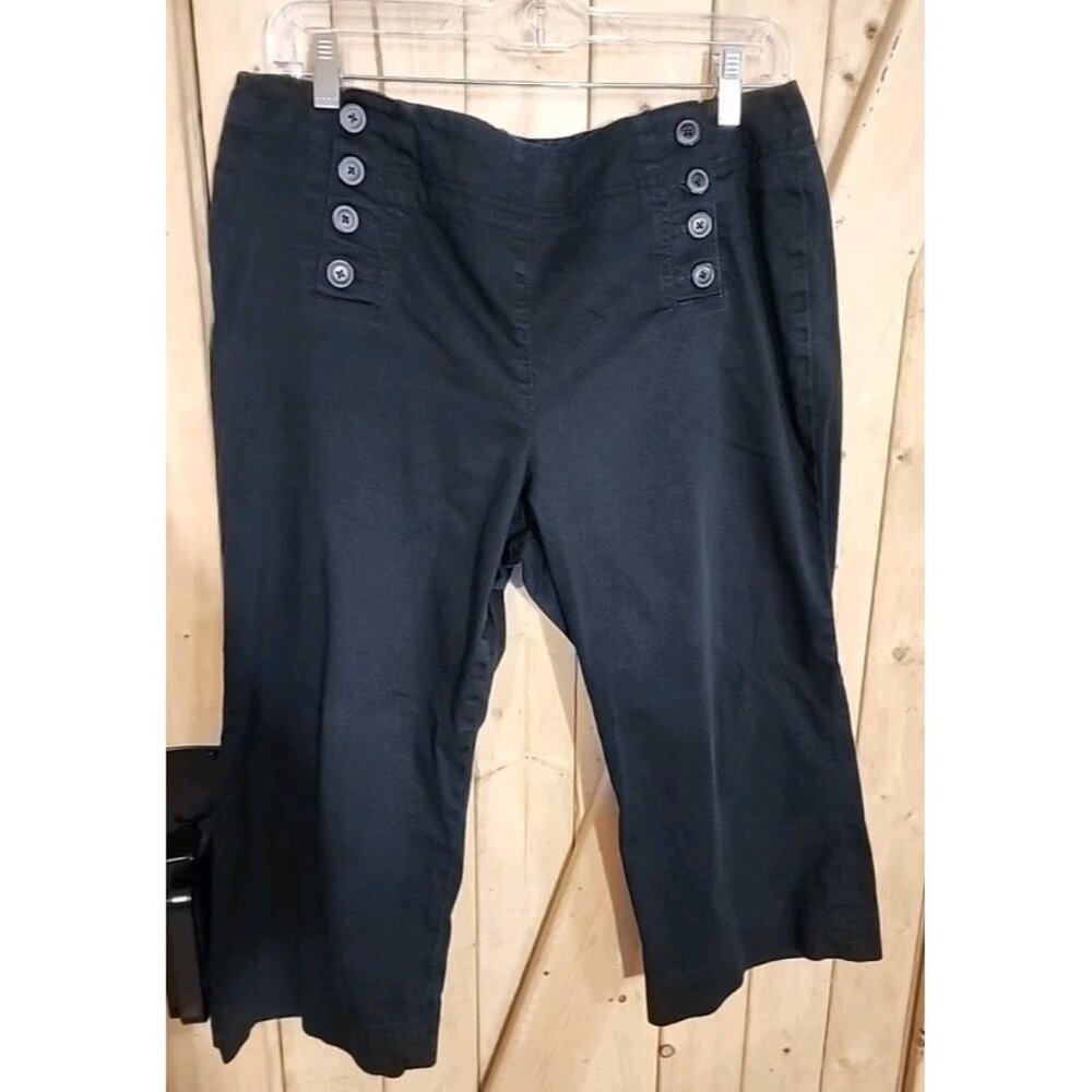 Larry Levine‎ Stretch Dress Pants Women’s Sz 12 Black Cropped Slacks Work Career